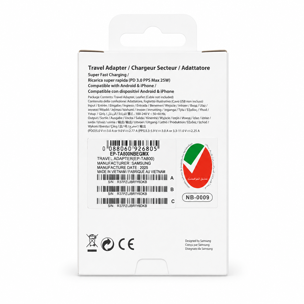 Cargador para Samsung de 25w - Original (Cubo)
