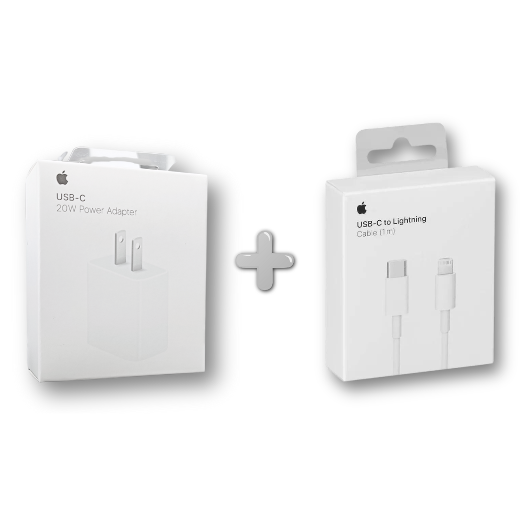 Cargador Para iPhone de 20W + Cable Tipo C a Lightning 100% Original