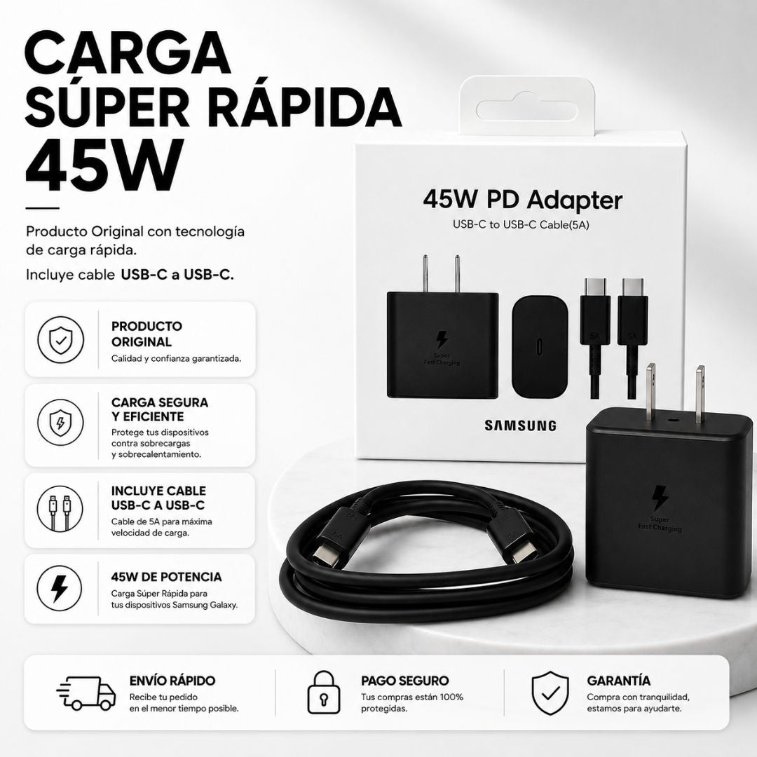 Cargador para Samsung de 45w + Cable USB-C - Original