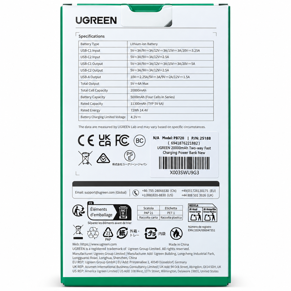 Power Bank Ugreen 20.000 mAh 100W
