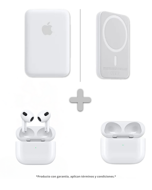 Combo Inteligente #5 Audífonos Serie 3 (1.1) + Batería portátil para iPhone - Marca MagSafe 5000 mAh.
