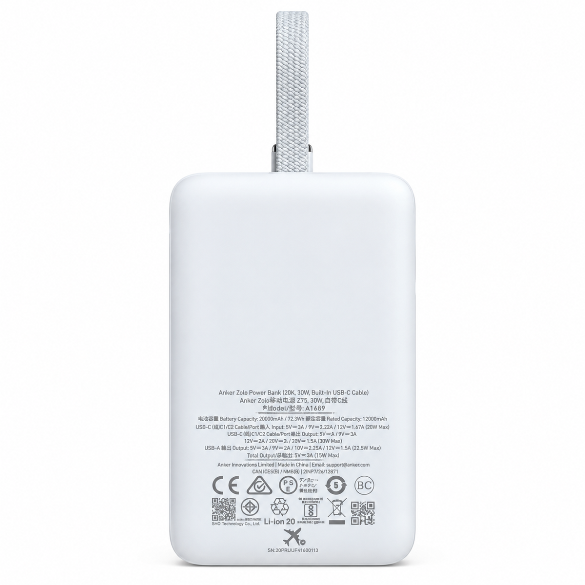 Anker Zolo Power Bank 20.000 mAh 30W con Cable USB-C Integrado