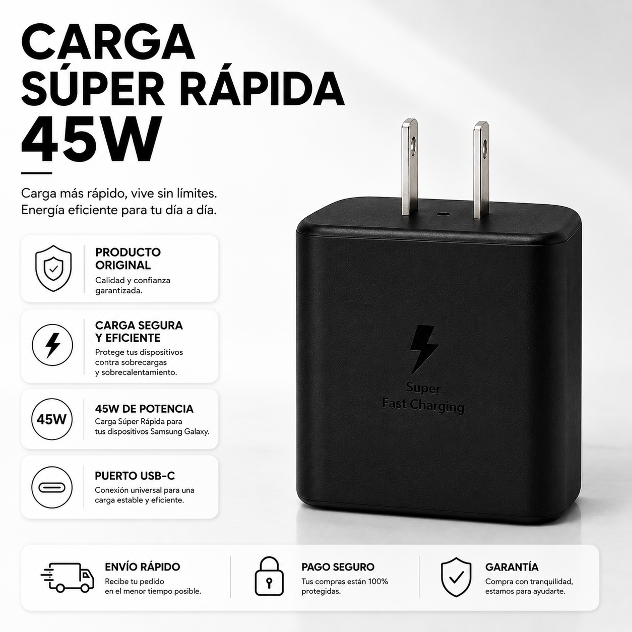 Cargador para Samsung  de 45w  - Original (Cubo)
