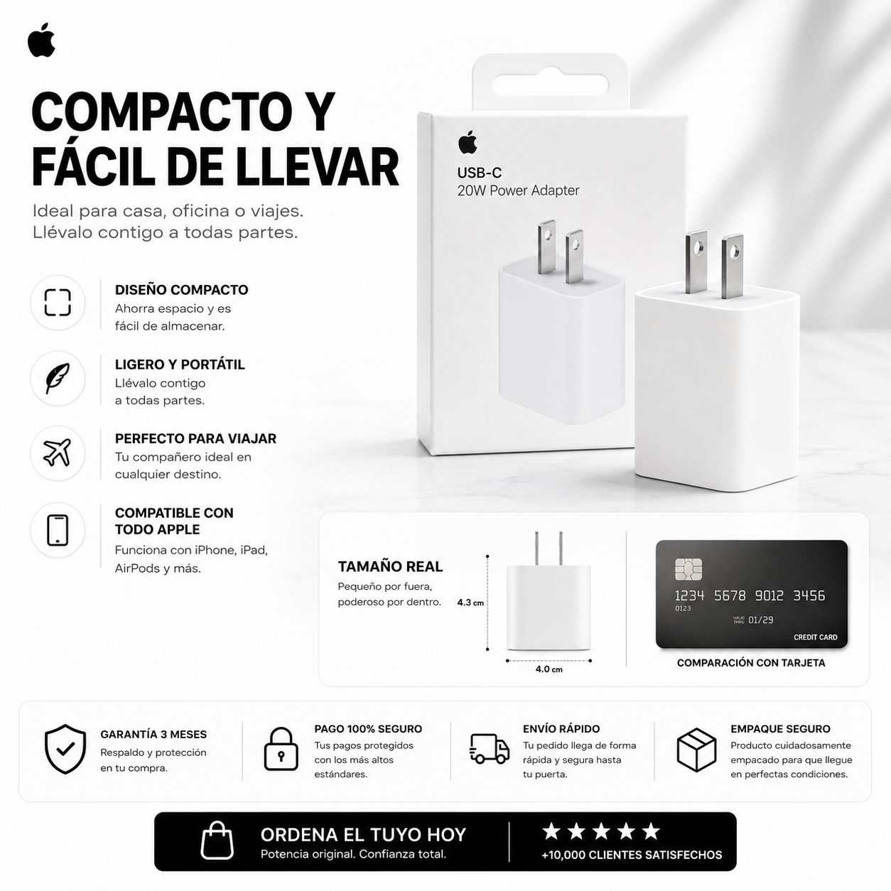 Cargador Original iPhone 20W | Carga rápida, segura y garantizada