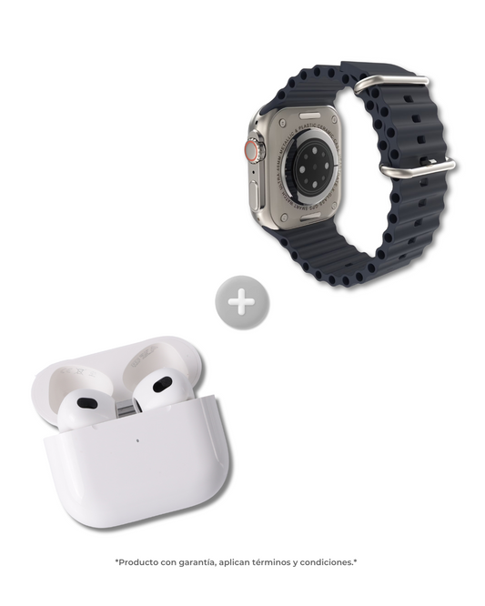 Combo Inteligente #2: Audífonos Serie 3 + Smart Watch Serie 8 Ultra - Amoled